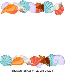frame made of seashells and other inhabitants of the seas
