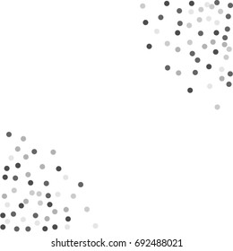 A frame made of a silvery dot of confetti. Abstract scatter of confetti on a white background. Astral design. Vector illustration.