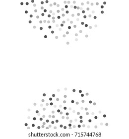 A frame made of a silvery dot of confetti. Abstract scatter of confetti on a white background. Astral design. Vector illustration.
