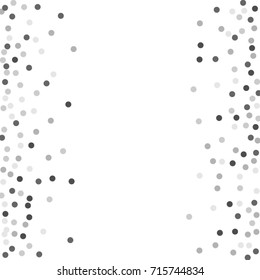 A frame made of a silvery dot of confetti. Abstract scatter of confetti on a white background. Astral design. Vector illustration.