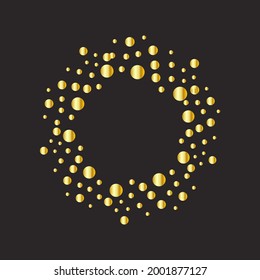 Frame made of stars, golden glowing on a dark background. Shiny frame with glowing effects