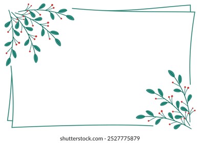 Frame made of stylized twigs. Design for invitations, printing. Vector illustration in flat style on a white background.