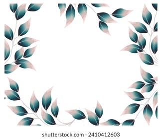 Marco de hojas de eucalipto tiernas borrosas. Postal para texto, invitación, impresión, vector