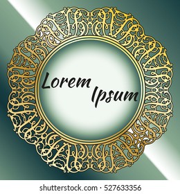 Frame mandala floral pattern, gold, turquoise, blue. Tribal mandala pattern. Frame motifs. Vector abstract flower. Decorative elements for design. EPS 10