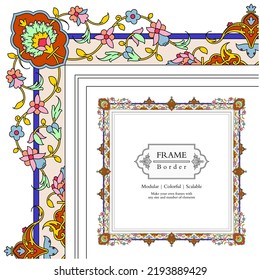 Frame mandala persian arabic turkish islamic hindi indian tibetan traditional colorful vector modular pattern texture vintage ornate retro elegant ornamental borders and frames floral ornaments tazhib