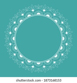 Vector de cuadro mandala. Un adorno verde redondo simétrico. Obra étnica