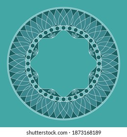 Vector de cuadro mandala. Un adorno verde redondo simétrico. Obra étnica