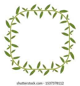frame of mango leaf motif, border shape of plant leaves, flat design with isolated white background