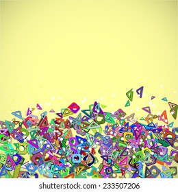 frame with many colors triangles and squares