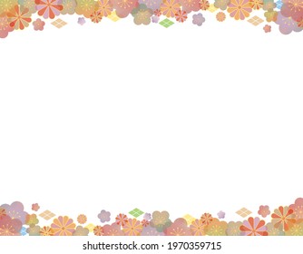 Frame with many margins with Japanese-style flowers