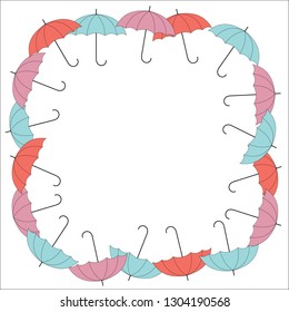 Frame of many multicolored umbrellas. Vector