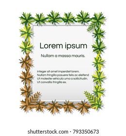 frame with maple foliage for your design. Stylized leaves, plant elements, seasons cycle. Vector