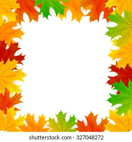 Frame from the maple leaves on white background, illustration.