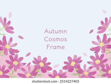 Frame material drawn with watercolors of cosmos flowers