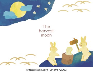 Material del marco de la luna llena y conejos otoño japonés