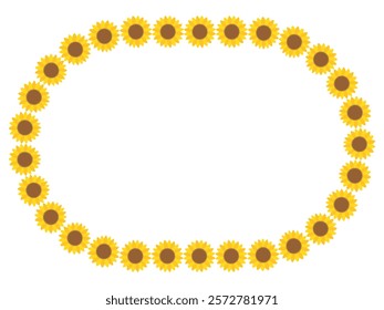 Frame material of an illustration of sunflowers lined up