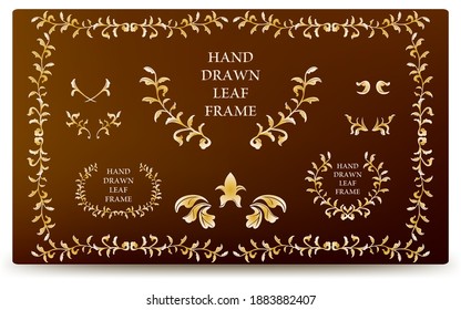 Material del marco, marco lujoso y elegante de hoja con fondo degradado