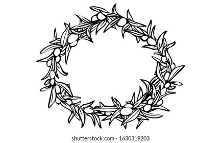 Frame material: olive line drawing with fruits