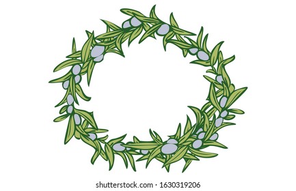 Frame material: olive line drawing with fruits