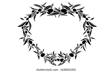 Frame material: olive line drawing with fruits