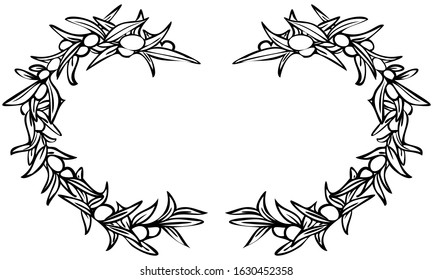 Frame material: olive line drawing with fruits