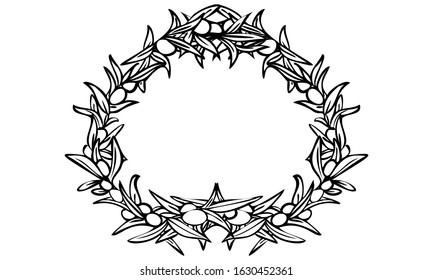 Frame material: olive line drawing with fruits