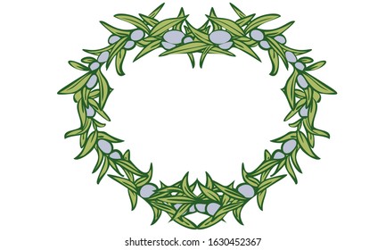 Frame material: olive line drawing with fruits