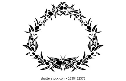 Frame material: olive line drawing with fruits