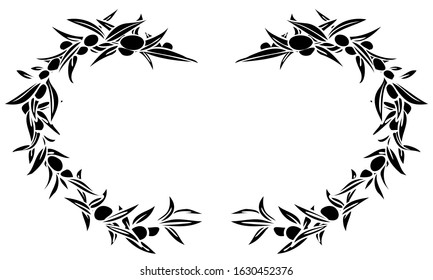 Frame material: olive line drawing with fruits