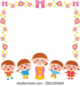 Frame material for teachers and children who say goodbye to kindergartens and nursery schools