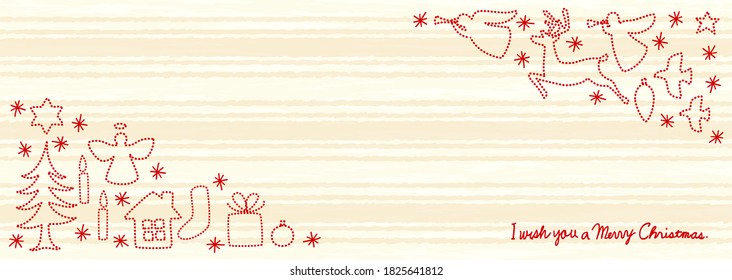 Frame material that looks like embroidered various Christmas motifs on warm fabric