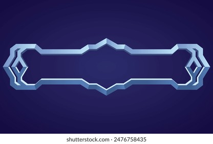 Rahmen mittelalterliche Spiel ui. Leerer Rechteckrahmen im alten Stil, Schnittstellenelement. Metallischer Banner oder dekorativer Rand. Vektorgrafik Cartoon des leeren Rechtecks Button