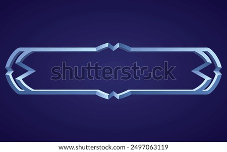 Frame medieval game ui. Empty rectangle frame in old style, interface element. Metallic banner or decorative border. Vector cartoon of blank rectangle button
