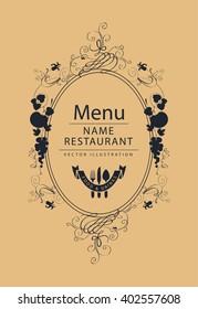 Frame menu with floral ornaments in style baroque