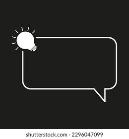 Frame message light bulb. Black background. Text design. Vector illustration.