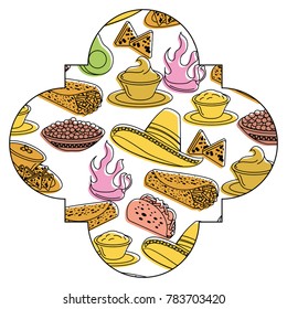 frame with mexican food pattern background