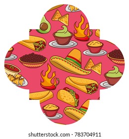 frame with mexican food pattern background