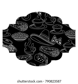 frame with mexican food pattern background