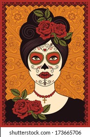 Frame with mexican skull girl