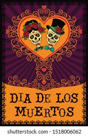 Frame with mexican sugar skulls. Dia de los Muertos