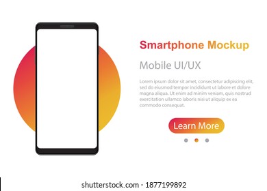 Frame of mobile phone on colored background. Mockup generic device with empty display. Realistic smartphone mockup with blank screen. Vector