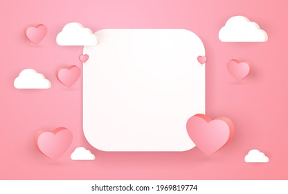 frame mockup with 3d love concept mothers day wedding invitation template 