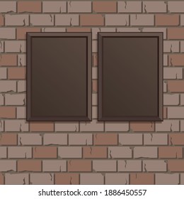 Frame mockup hanging on brown brick wall image