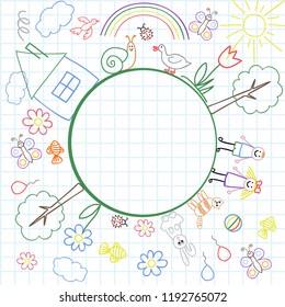 The frame is from a model of children's illustration.  vector illustration.
