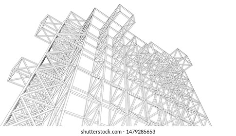 
frame of modern building 3d illustration