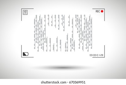 Frame modern digital video camera focusing screen isolated on background