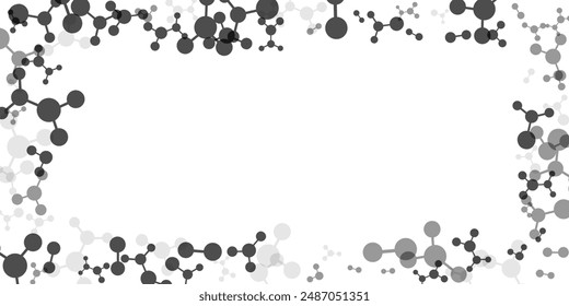 Frame with molecules, data or other tech structure elements. Pharmacy, biotechnology or chemistry design concept. Vector decoration element in gray colors