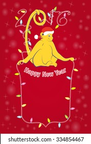 Frame with monkey for your artworks. Happy New Year, 2016.