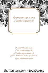 Frame of monochrome colors. For design postcards, greeting, invitation for a birthday, Valentine's day, wedding, party, holiday, celebration. For the decoration Vector illustration