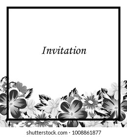 Frame of monochrome colors. For design postcards, greeting, invitation for a birthday, Valentine's day, wedding, party, holiday, celebration. For the decoration Vector illustration